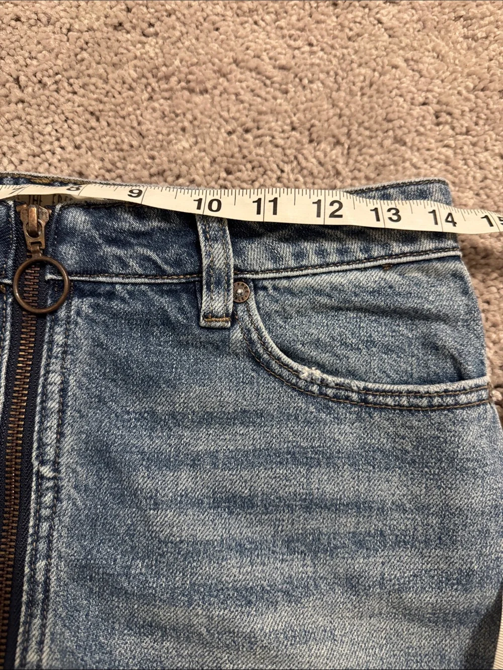 We The Free Denim Zip-Front Mini Skirt - Blue